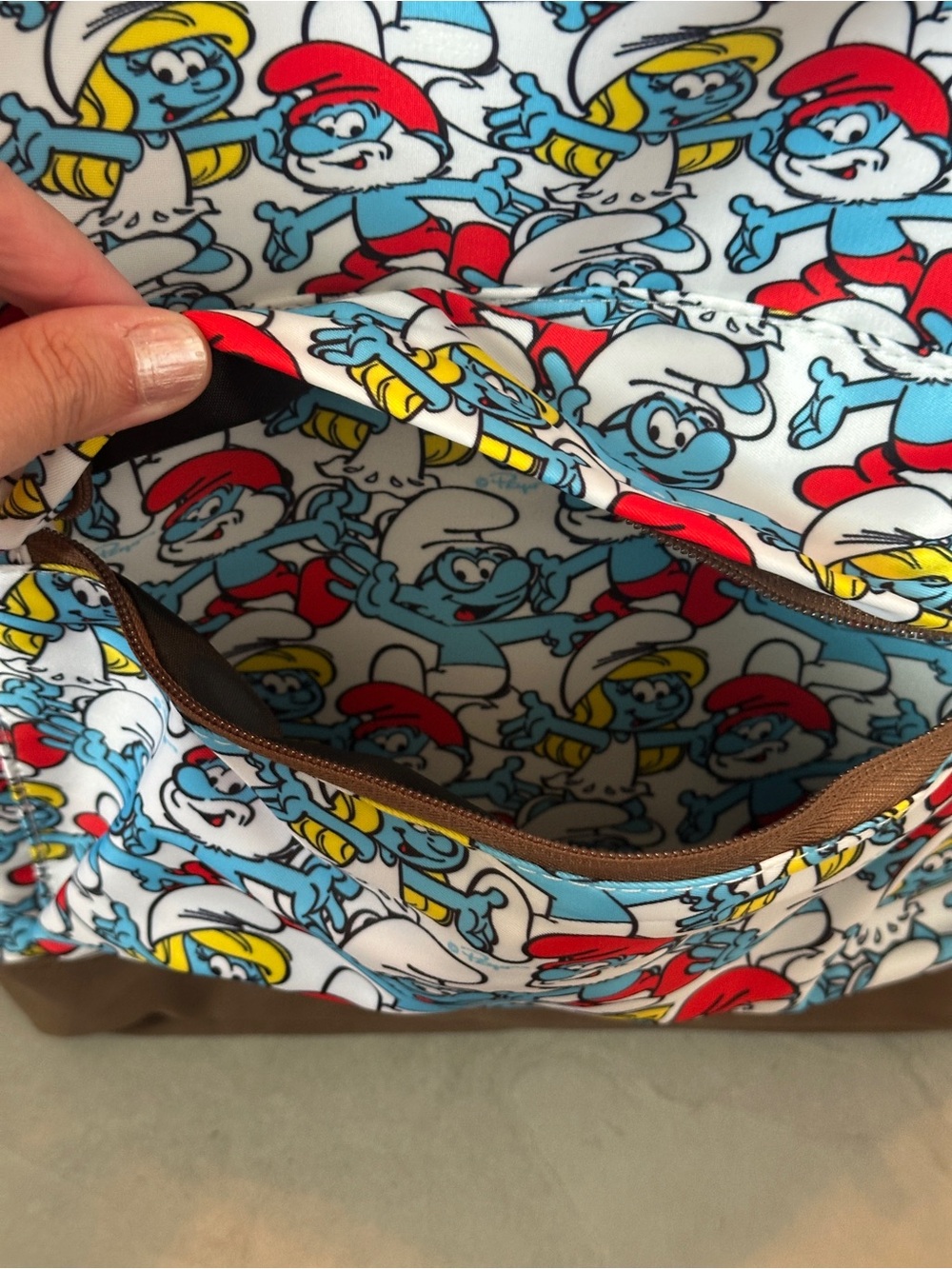 The Smurfs Backpack Allover Smurf Collage Design Laptop Pocket Front Pocket - Picture 6 of 10
